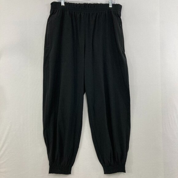 Athleta Savannah Joggers Pants in Black Size 16 Paperbag Waist Sleek Athleisure - Picture 1 of 9
